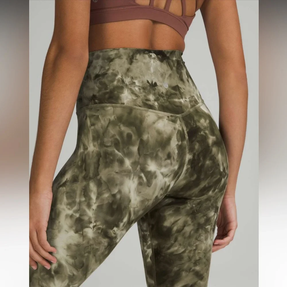 Women’s Lululemon Align High-Rise Crop 21” Leggings Diamond Dye Sage Olive Sz 4